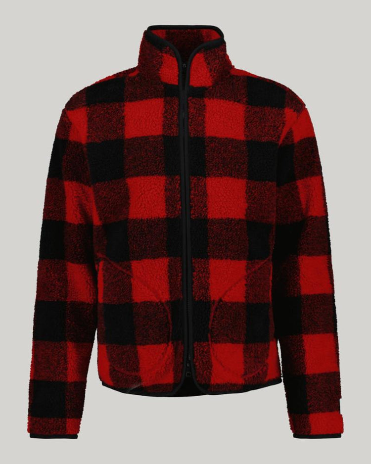 Gant Apparel Mens CHECKED FLEECE JACKET 620/BRIGHT RED