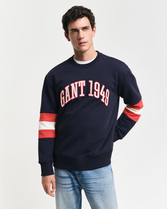 Gant Apparel Mens COLORBLOCK SLEEVE CNECK 433/EVENING BLUE