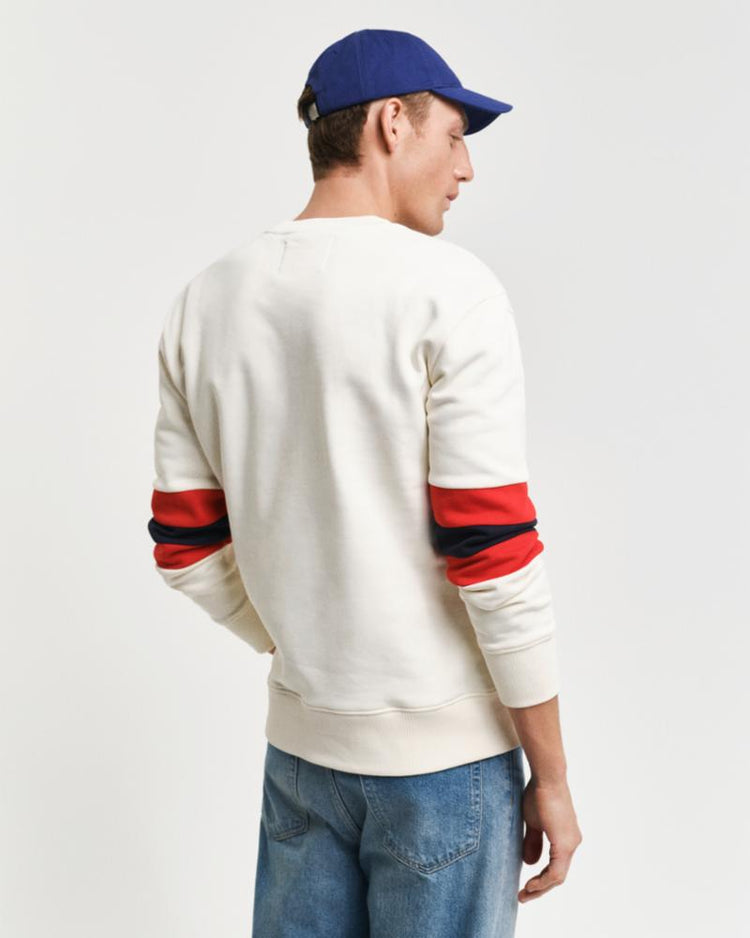 Gant Apparel Mens COLORBLOCK SLEEVE CNECK 130/CREAM