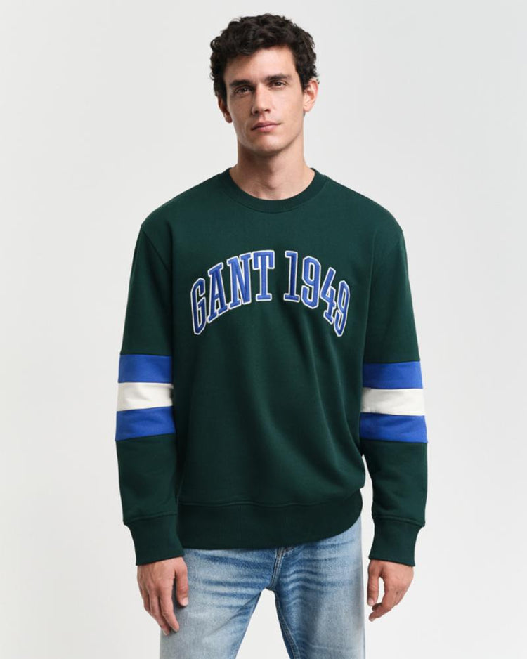 Gant Apparel Mens COLORBLOCK SLEEVE CNECK 374/TARTAN GREEN