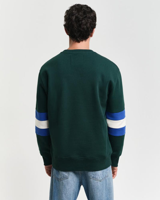 Gant Apparel Mens COLORBLOCK SLEEVE CNECK 374/TARTAN GREEN