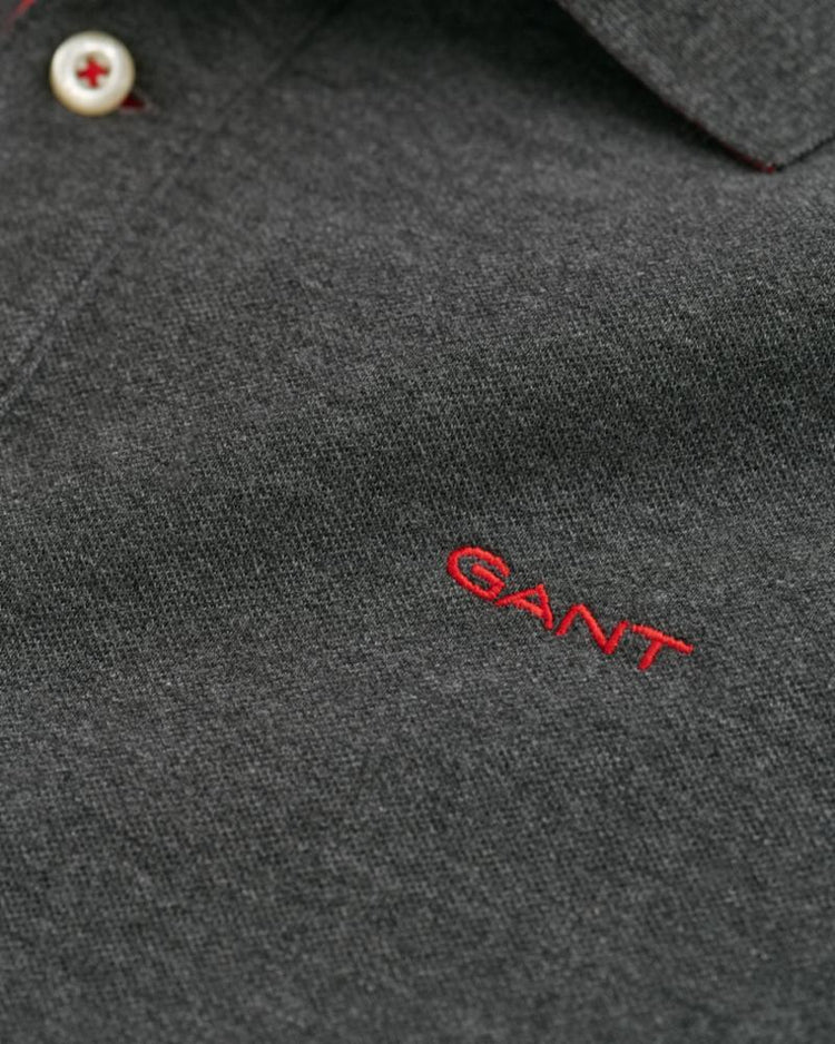 Gant Apparel Mens REG CONTRAST PIQUE LS RUGGER 95/ANTRACIT MELANGE