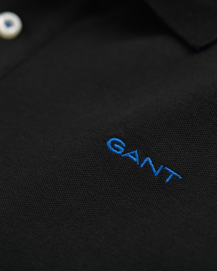 Gant Apparel Mens REG CONTRAST PIQUE LS RUGGER 005/BLACK