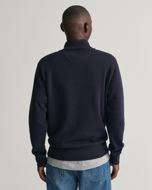 Gant Apparel Mens SACKER RIB HALF ZIP 433/EVENING BLUE