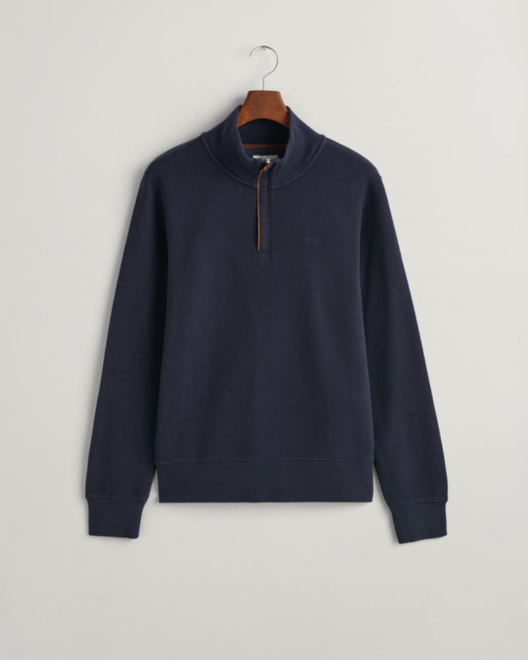 Gant Apparel Mens SACKER RIB HALF ZIP 433/EVENING BLUE