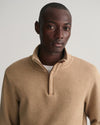 Gant Apparel Mens SACKER RIB HALF ZIP 296/KHAKI MELANGE