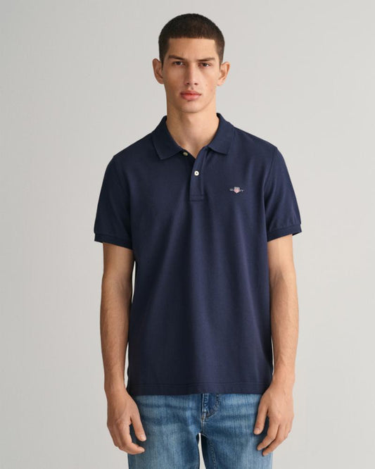 Gant Apparel Mens REG SHIELD SS PIQUE POLO 433/EVENING BLUE