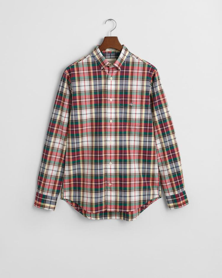 Gant Apparel Mens REG POPLIN TARTAN CHECK SHIRT 630/RUBY RED