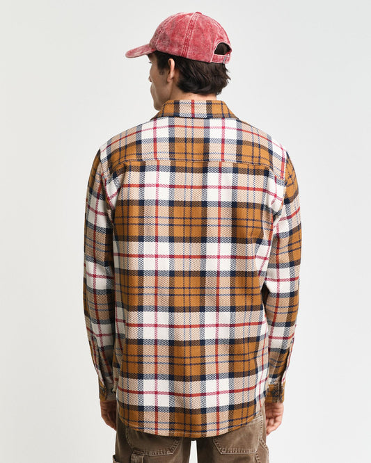 Gant Apparel Mens HERRINGBONE CHECK OVERSHIRT 227/WARM EARTH