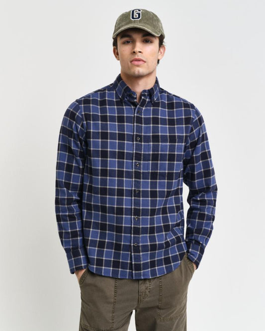 Gant Apparel Mens REG HERRINGBONE CHECK SHIRT 433/EVENING BLUE