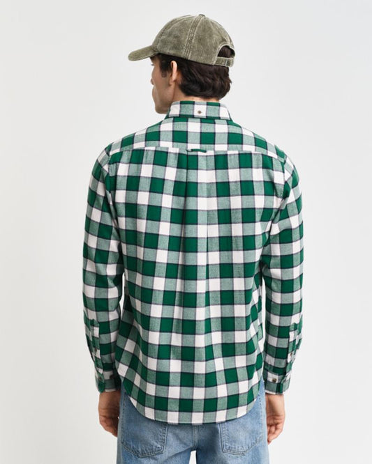 Gant Apparel Mens REG HERRINGBONE CHECK SHIRT 373/DEEP FOREST GREEN