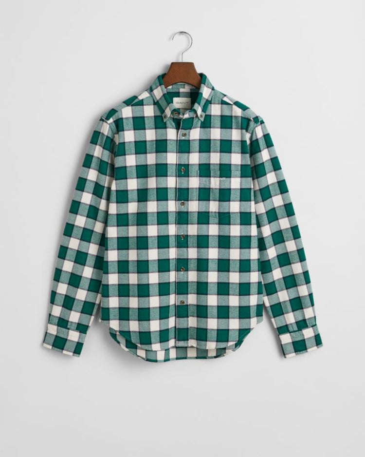 Gant Apparel Mens REG HERRINGBONE CHECK SHIRT 373/DEEP FOREST GREEN