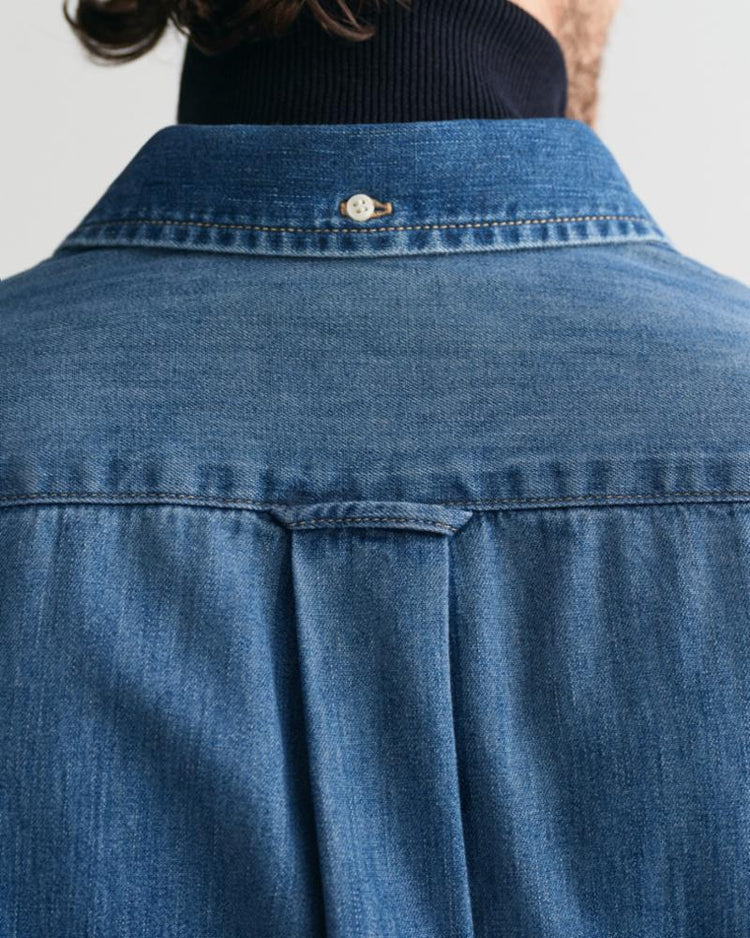 Gant Apparel Mens REG DENIM SHIRT 971/MID BLUE WORN IN