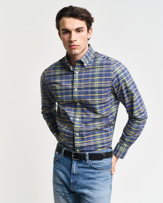 Gant Apparel Mens REG ARCHIVE POPLIN CHECK SHIRT 401/DUSTY NAVY