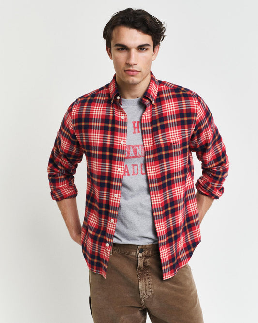 Gant Apparel Mens REG FLANNEL PLAID SHIRT 630/RUBY RED