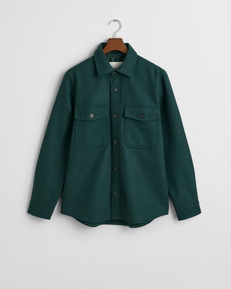 Gant Apparel Mens WOOL BLEND OVERSHIRT 374/TARTAN GREEN