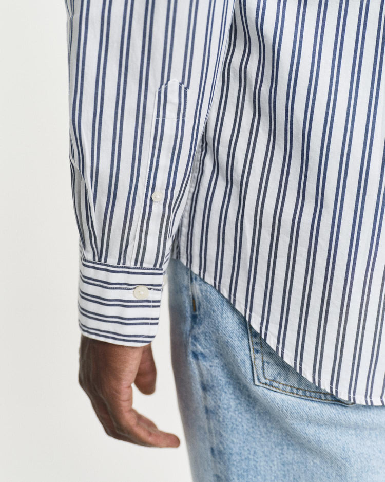 Gant Apparel Mens REG CLASSIC POPLIN STRIPE SHIRT 110/WHITE