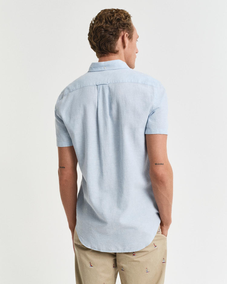 Gant Apparel Mens REG COTTON LINEN SS SHIRT 457/FRESH BLUE