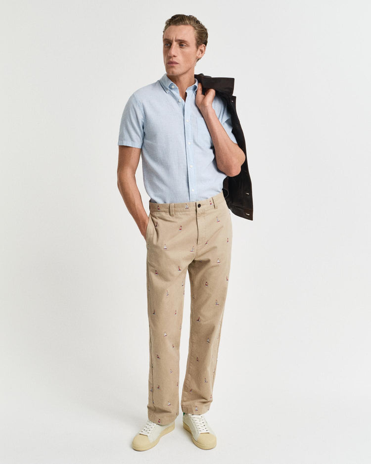 Gant Apparel Mens REG COTTON LINEN SS SHIRT 457/FRESH BLUE