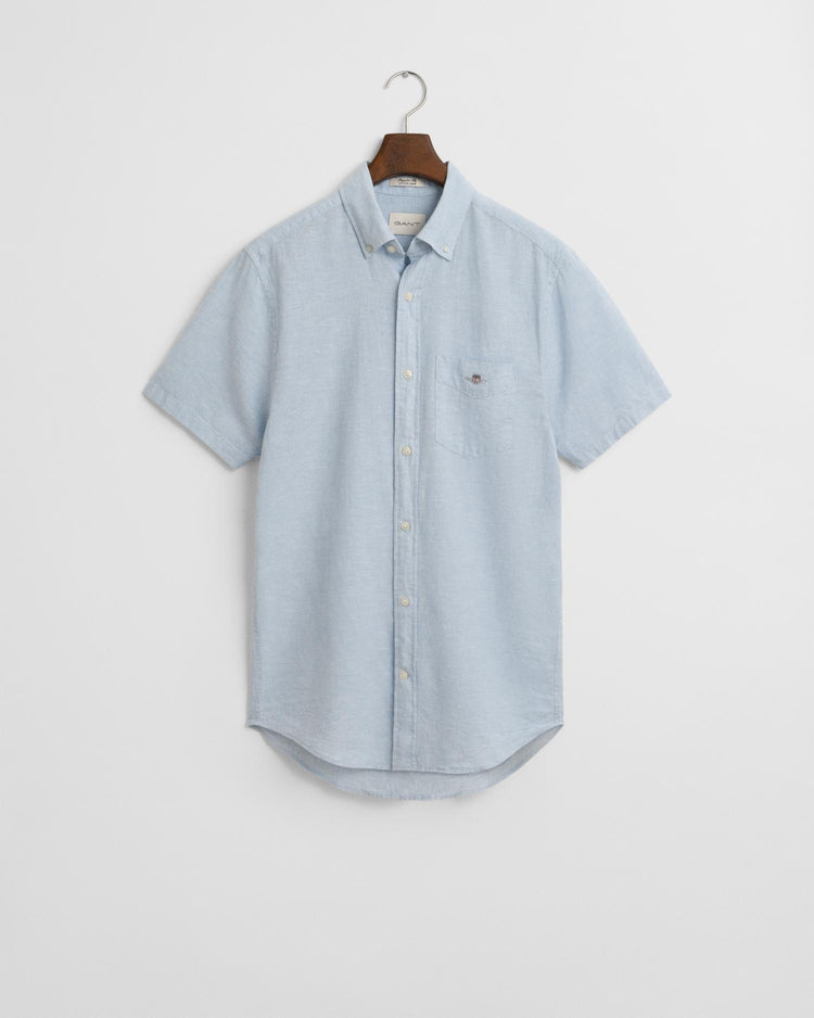 Gant Apparel Mens REG COTTON LINEN SS SHIRT 457/FRESH BLUE