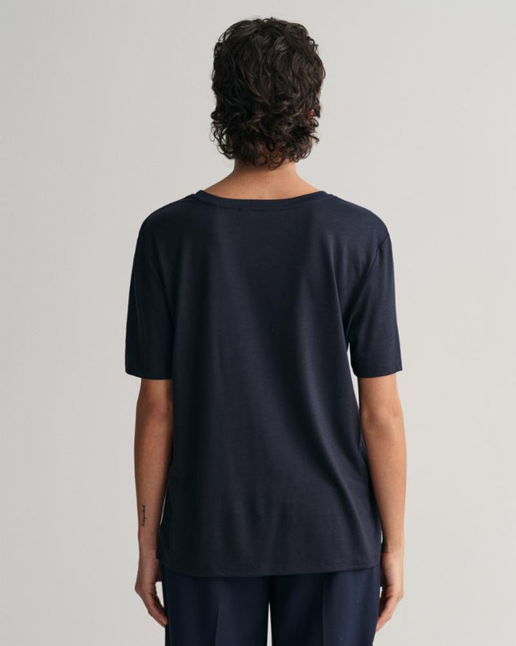 Gant Apparel Womens DRAPE SS T-SHIRT 433/EVENING BLUE