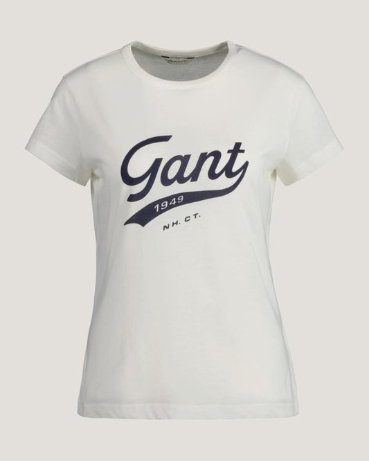 Gant Apparel Womens REG SCRIPT GRAPHIC T SHIRT 113/EGGSHELL