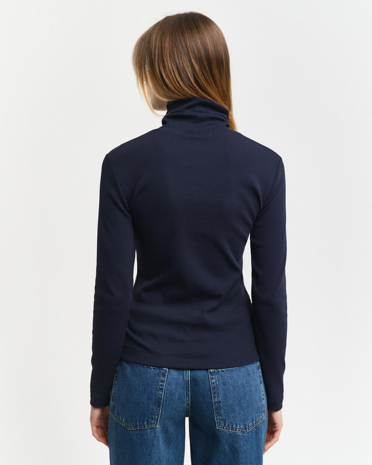 Gant Apparel Womens SLIM RIB TURTLENECK 433/EVENING BLUE