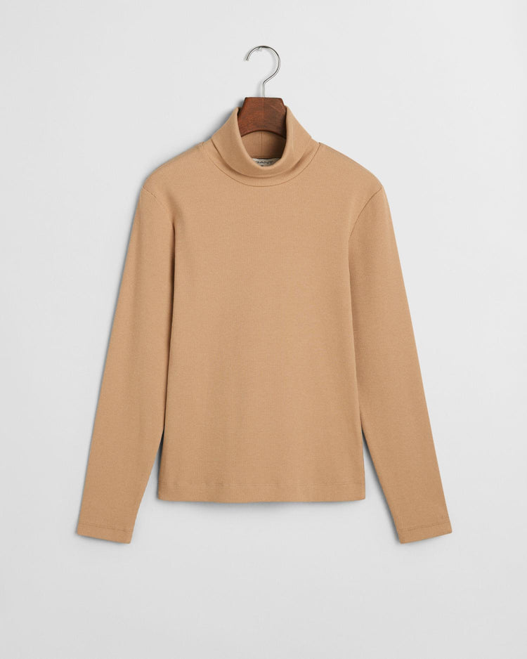 Gant Apparel Womens SLIM RIB TURTLENECK 269/CARAMEL BEIGE