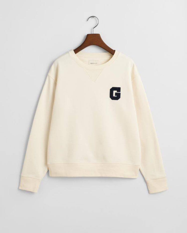 Gant Apparel Womens G BADGE C NECK SWEAT 130/CREAM