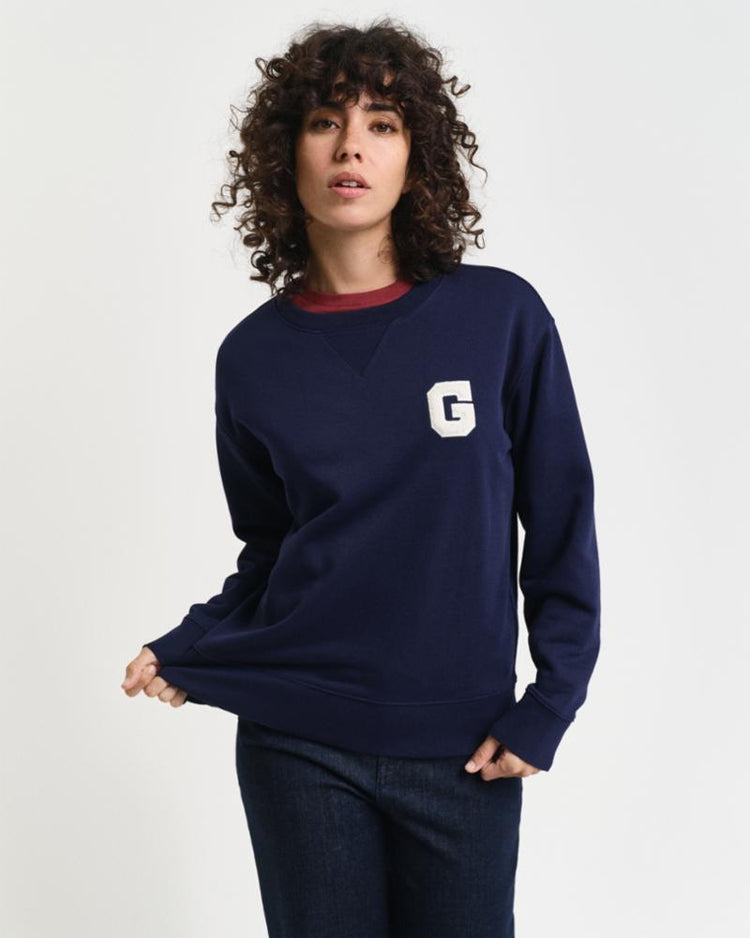 Gant Apparel Womens G BADGE C NECK SWEAT 409/CLASSIC BLUE