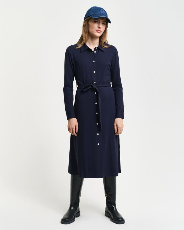 Gant Apparel Womens SLIM JERSEY SHIRT DRESS 433/EVENING BLUE