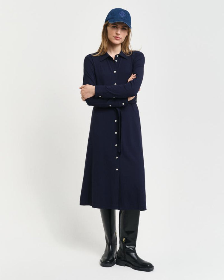 Gant Apparel Womens SLIM JERSEY SHIRT DRESS 433/EVENING BLUE