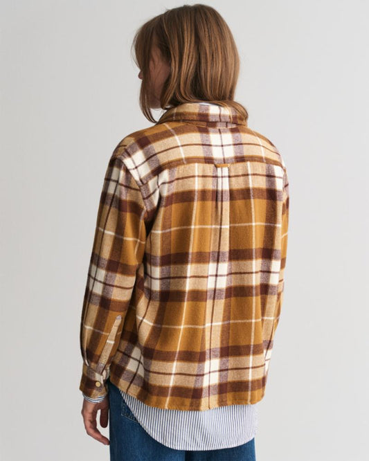 Gant Apparel Womens CHECK FLANNEL OVERSHIRT 244/CUMIN BEIGE