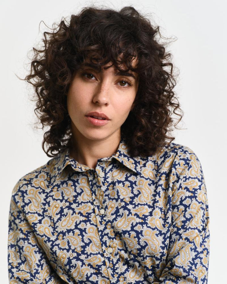 Gant Apparel Womens REG PAISLEY CTN VOILE SHIRT 423/PERSIAN BLUE