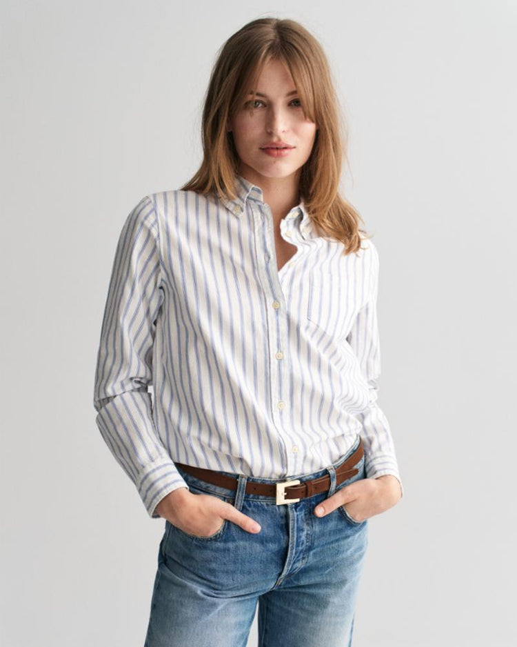 Gant Apparel Womens REG STRIPE ARCHIVE OXFORD BD SHIRT 113/EGGSHELL