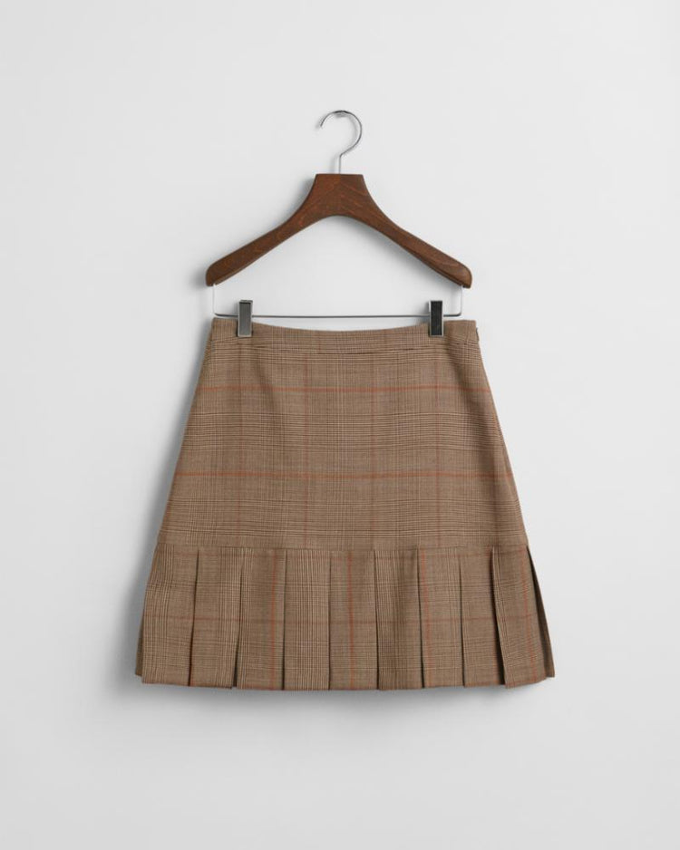 Gant Apparel Womens CHECKED PLEATED SKIRT 244/CUMIN BEIGE