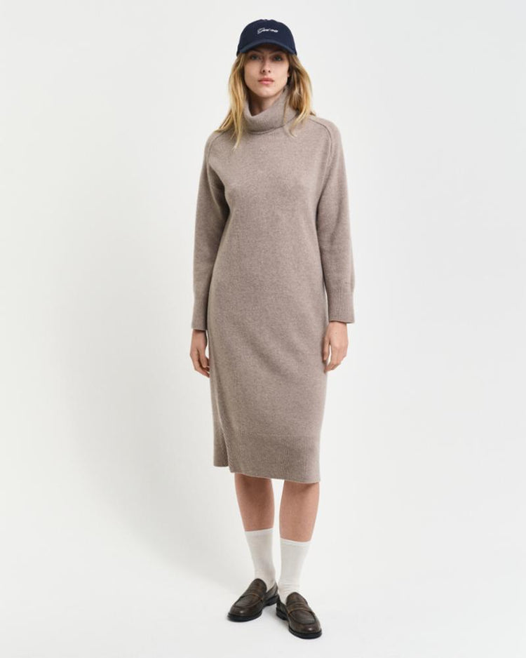 Gant Apparel Womens HERRINGBONE DETAIL ROLLNECK DRESS 024/WARM GREY