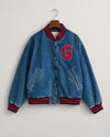 Gant Apparel Womens DENIM VARSITY  JACKET 982/SEMI LIGHT BLUE BROKEN IN