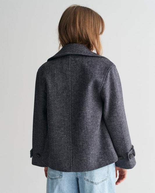 Gant Apparel Womens CROPPED HERRINGBONE WOOL JACKET 433/EVENING BLUE