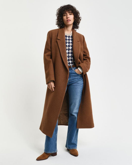 Gant Apparel Womens TEXTURED WRAP COAT 220/COCAO BROWN