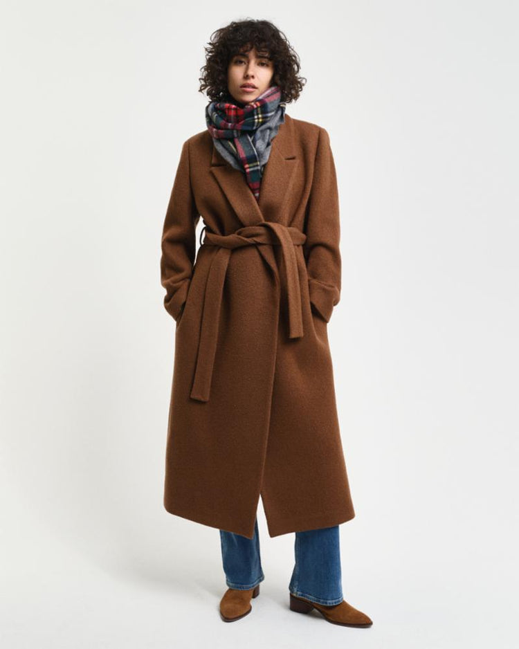 Gant Apparel Womens TEXTURED WRAP COAT 220/COCAO BROWN