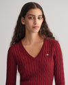 Gant Apparel Womens STRETCH COTTON CABLE V 604/PLUMPED RED