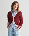 Gant Apparel Womens CONTRAST DETAIL V NECK CARDIGAN 604/PLUMPED RED