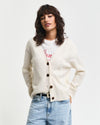 Gant Apparel Womens HERRINGBONE V NECK CARDIGAN 130/CREAM