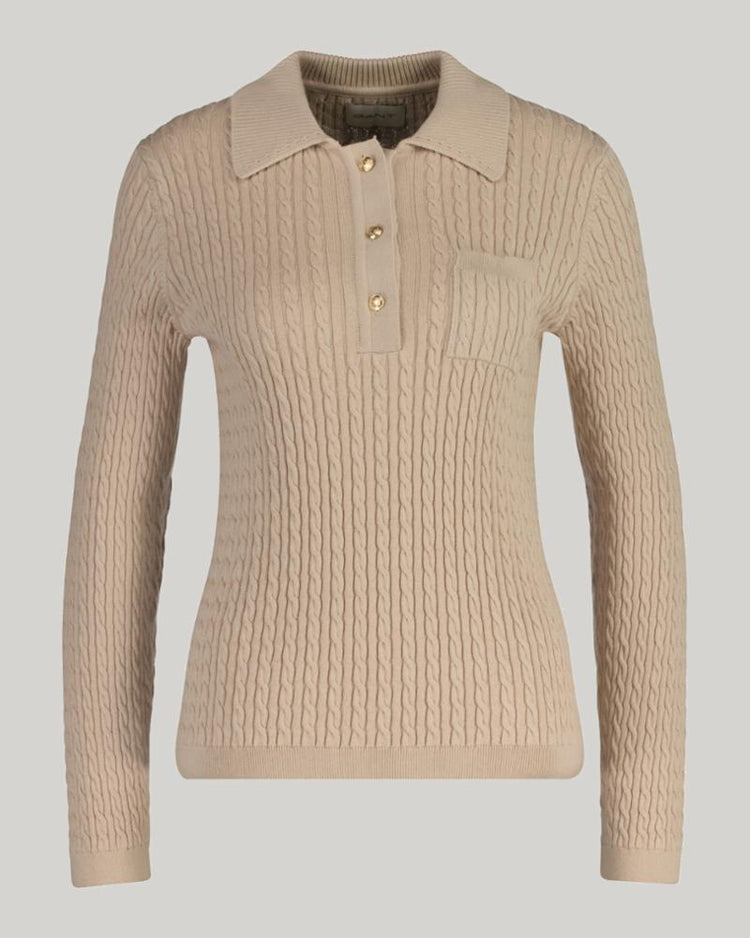 Gant Apparel Womens MINI CABLE KNIT RUGGER 248/DARK KHAKI