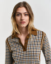 Gant Apparel Womens HOUNDSTOOTH JACQUARD POLO 220/COCAO BROWN