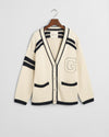 Gant Apparel Womens GANT VARSITY V NECK CARDIGAN 130/CREAM