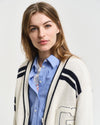 Gant Apparel Womens GANT VARSITY V NECK CARDIGAN 130/CREAM