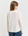 Gant Apparel Womens WIDE RIBBED WOOL V NECK 130/CREAM