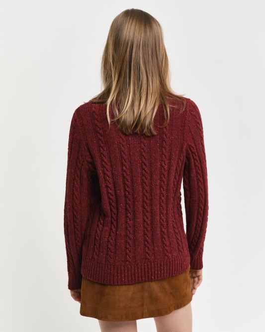 Gant Apparel Womens NEPS CABLE KNIT C NECK 638/WINE RED